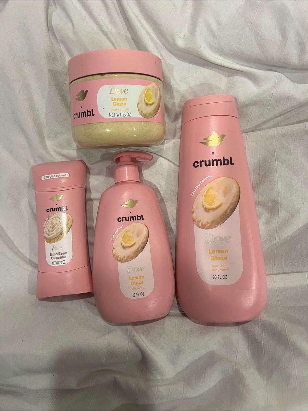 CrumblxDove Lemon Glaze cupcake 4 pc toiletries lot